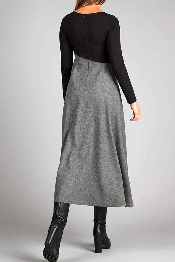 Gaby - Maxi robe d'automne élégante à manches longues