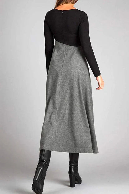 Gaby - Maxi robe d'automne élégante à manches longues