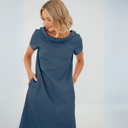Bria - Robe d'été élégante en lin Bleu