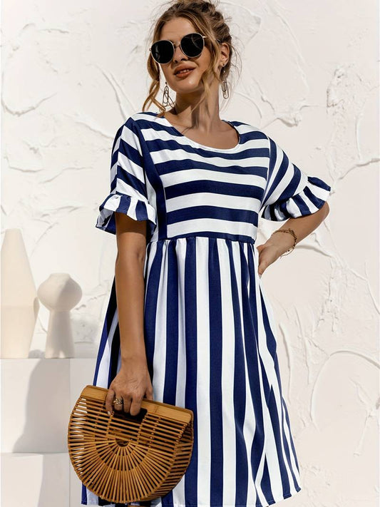 Brida - Robe courte rayée Bleu