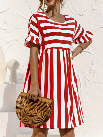 Brida - Robe courte rayée Rouge