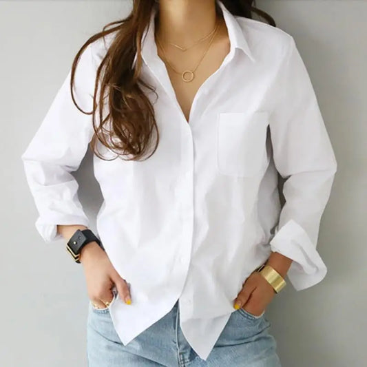 Brigitte – Chemisier Blanc Classique Femme Intemporel et Polyvalent 1