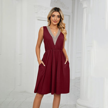 Brinda - Robe patchwork en dentelle vintage Prix normal Bourgogne