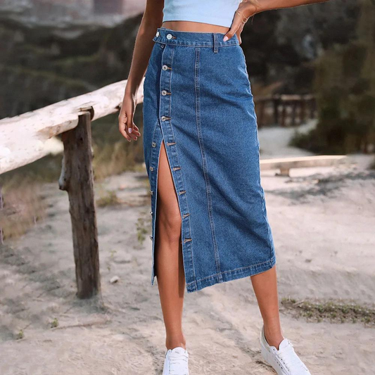 Célestine – Jupe en Jean Élégante Femme Casual Chic 1