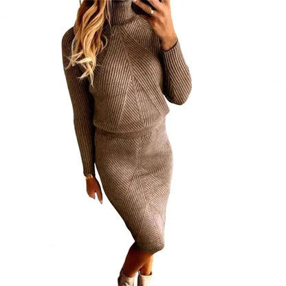 Capucine - Ensemble pull-jupe tendance pour femme Marron