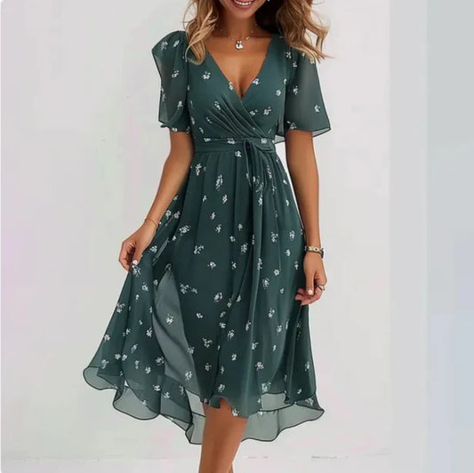 Christelle - Robe femme col V Vert