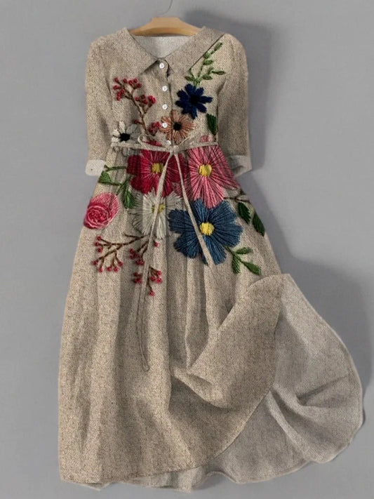 Constance - Robe d'inspiration vintage avec dentelle botanique et poches Floral