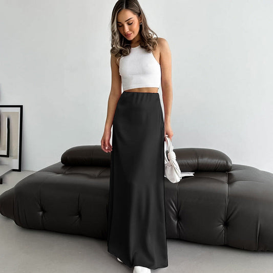 Diane - Jupe Longue Slim Noire pour femmes 1