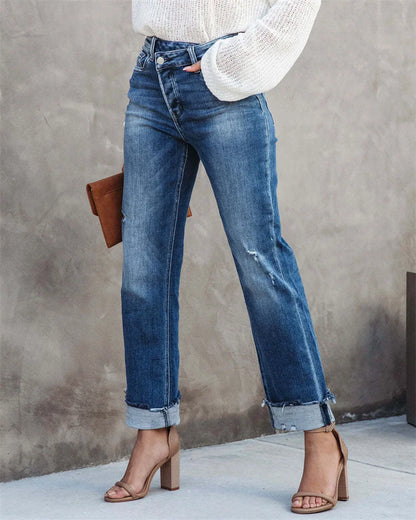 Diane – Jean Taille Haute Femme avec Boutons Élégant 2