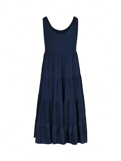 Domitille – Robe Longue Femme Sans Manches Unie à Boutons 5