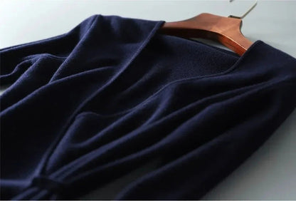 Estelle - Robe cache-cœur col V Bleu marine