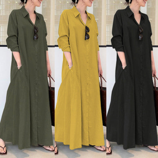 Eugénie - Robe élégante à manches longues unie