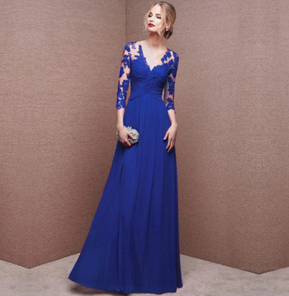 Euphémie - Femme Robe d'invité de mariage élégante Maxi Bleu