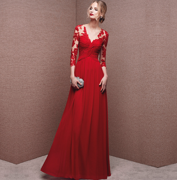 Euphémie - Femme Robe d'invité de mariage élégante Maxi Rouge 1