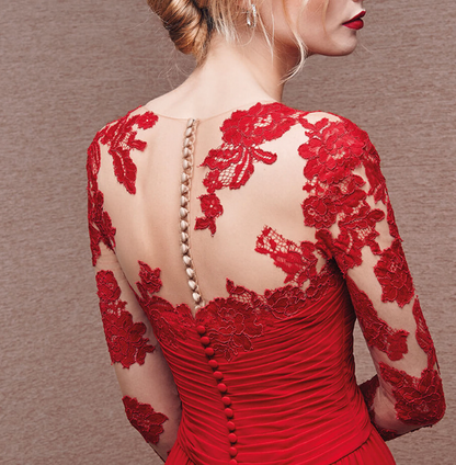Euphémie - Femme Robe d'invité de mariage élégante Maxi Rouge 2