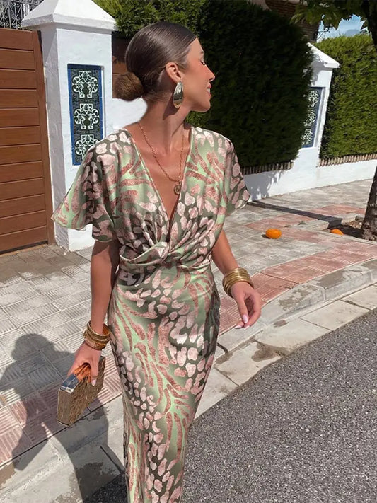 Faustine – Robe Femme Élégante avec Col en V Tendance 1