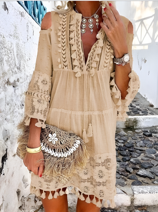 Fleur - Robe bohème chic pour femme Beige