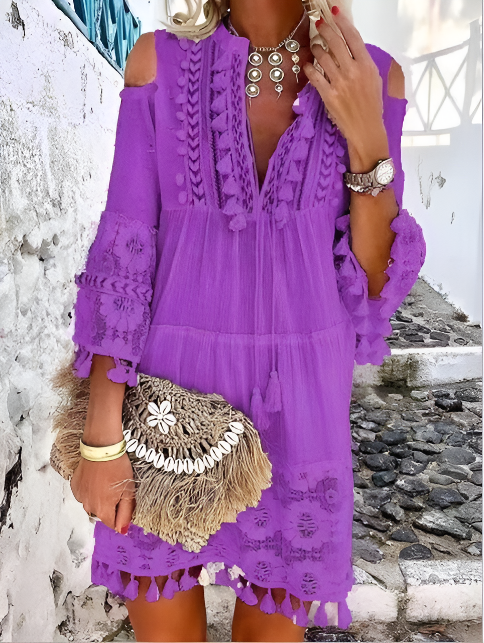 Fleur - Robe bohème chic pour femme Lila