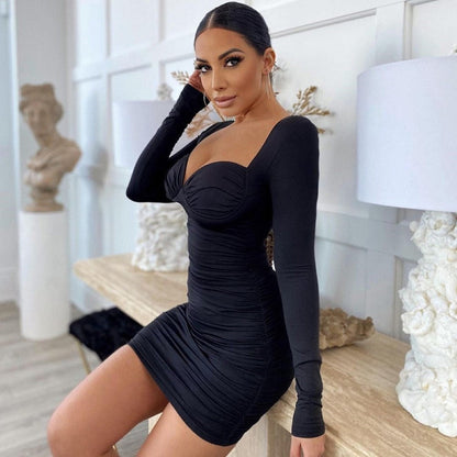 Baylie - Robe à manches longues et encolure carrée