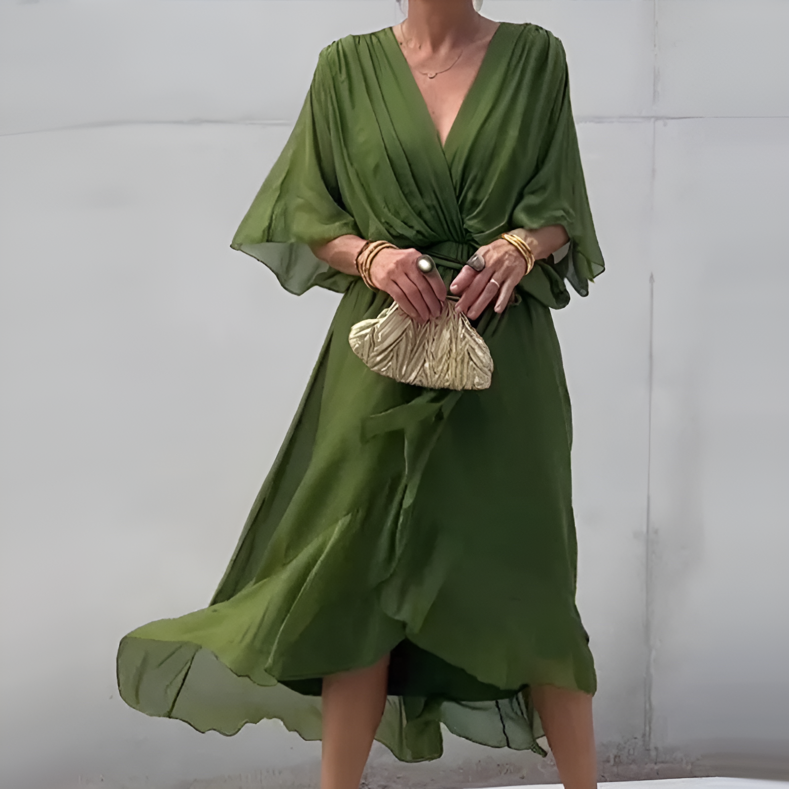 Gaëlle - Robe col V pour femme Vert 2