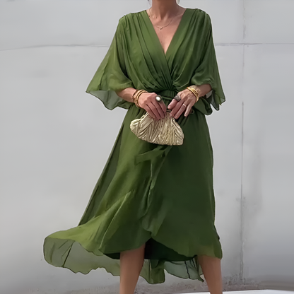 Gaëlle - Robe col V pour femme Vert 2