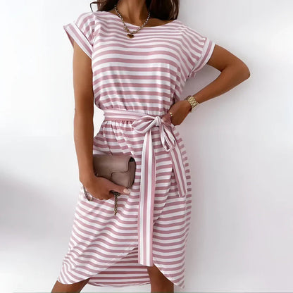 Gilberte - Robe rayée pour femme Rose 2