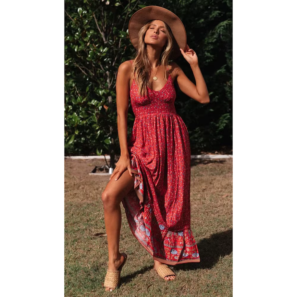 Gilly - Robe enchanteresse pour les jours d'été ensoleillés et les vacances Rouge 