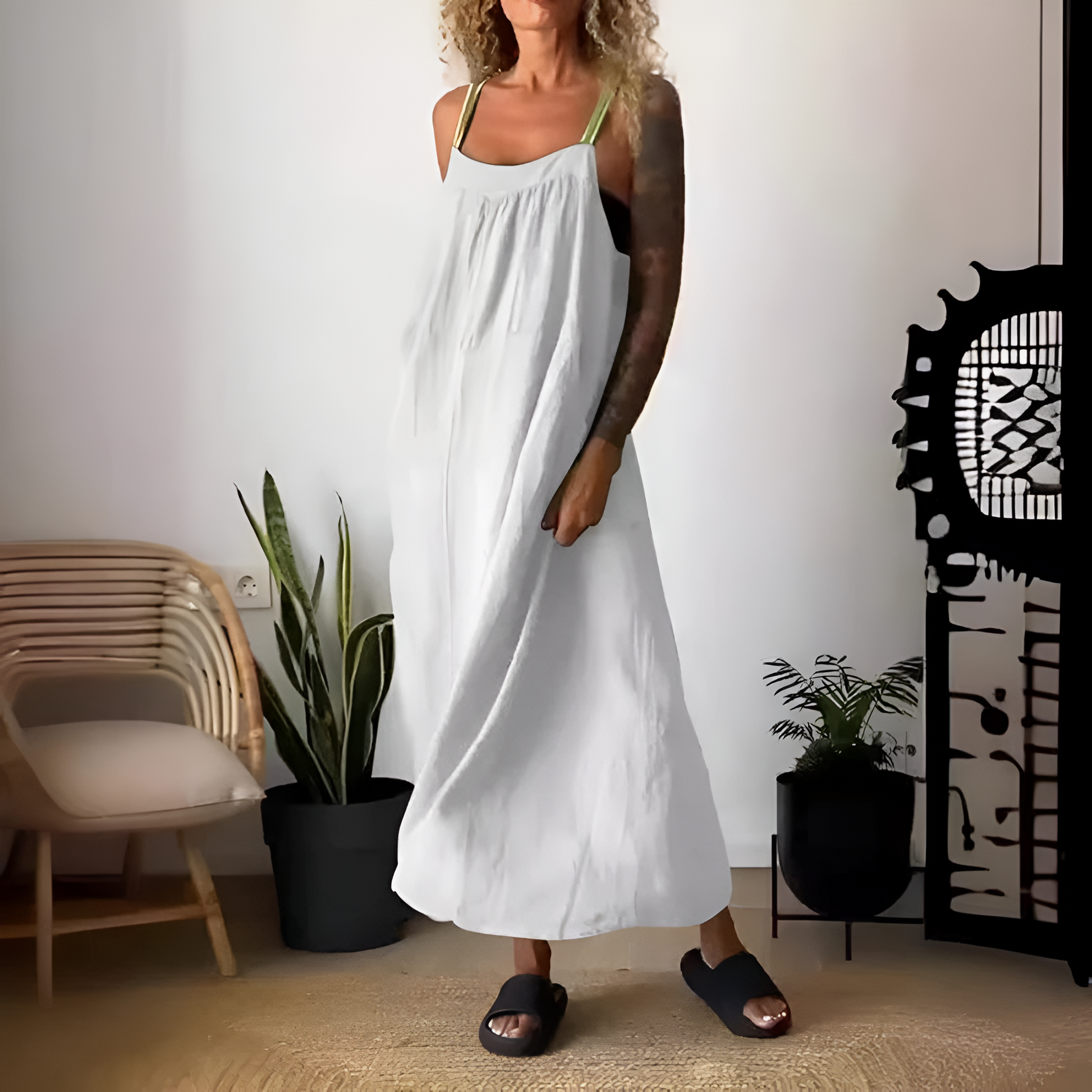Ginette - Robe d'été confortable Blanc