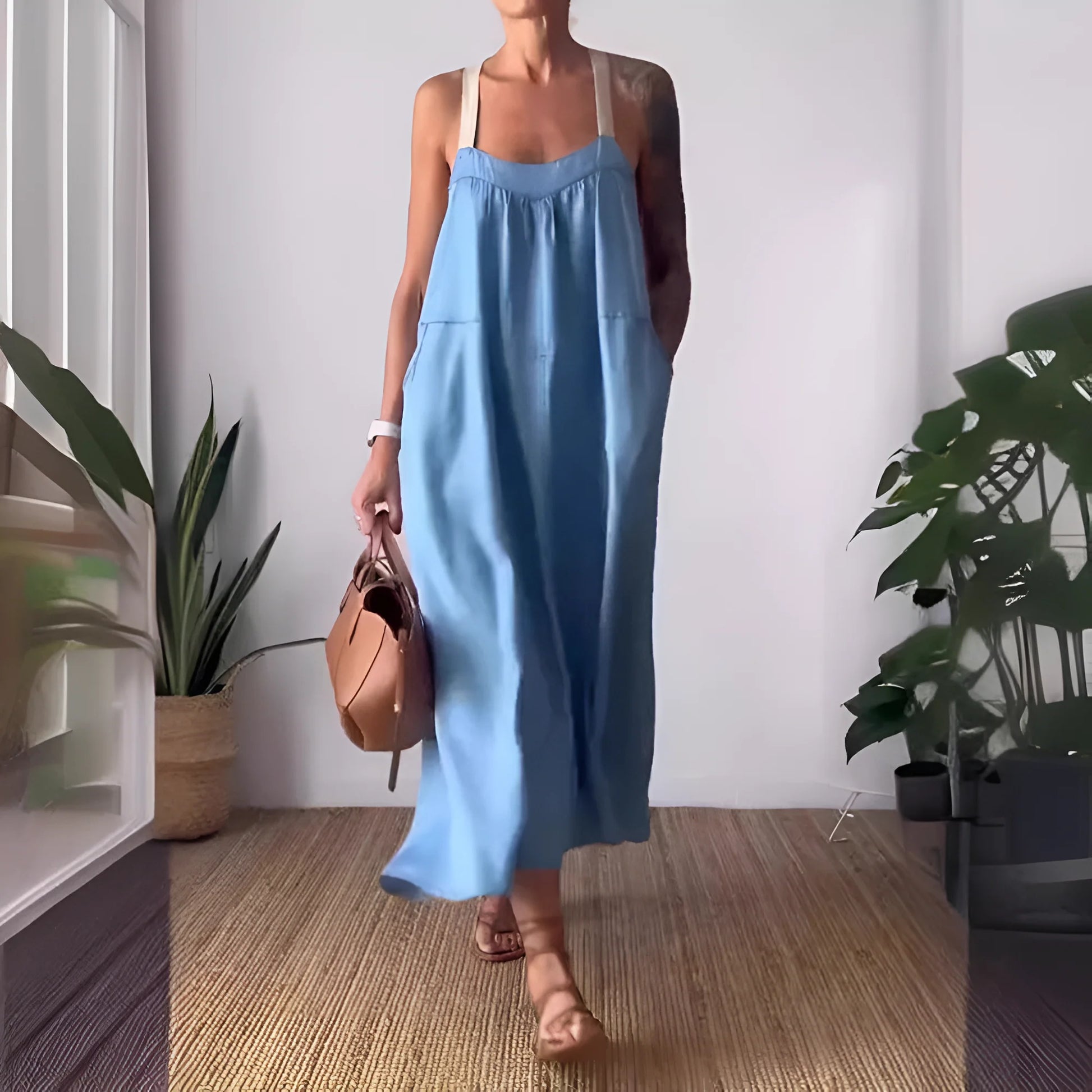 Ginette - Robe d'été confortable Bleu