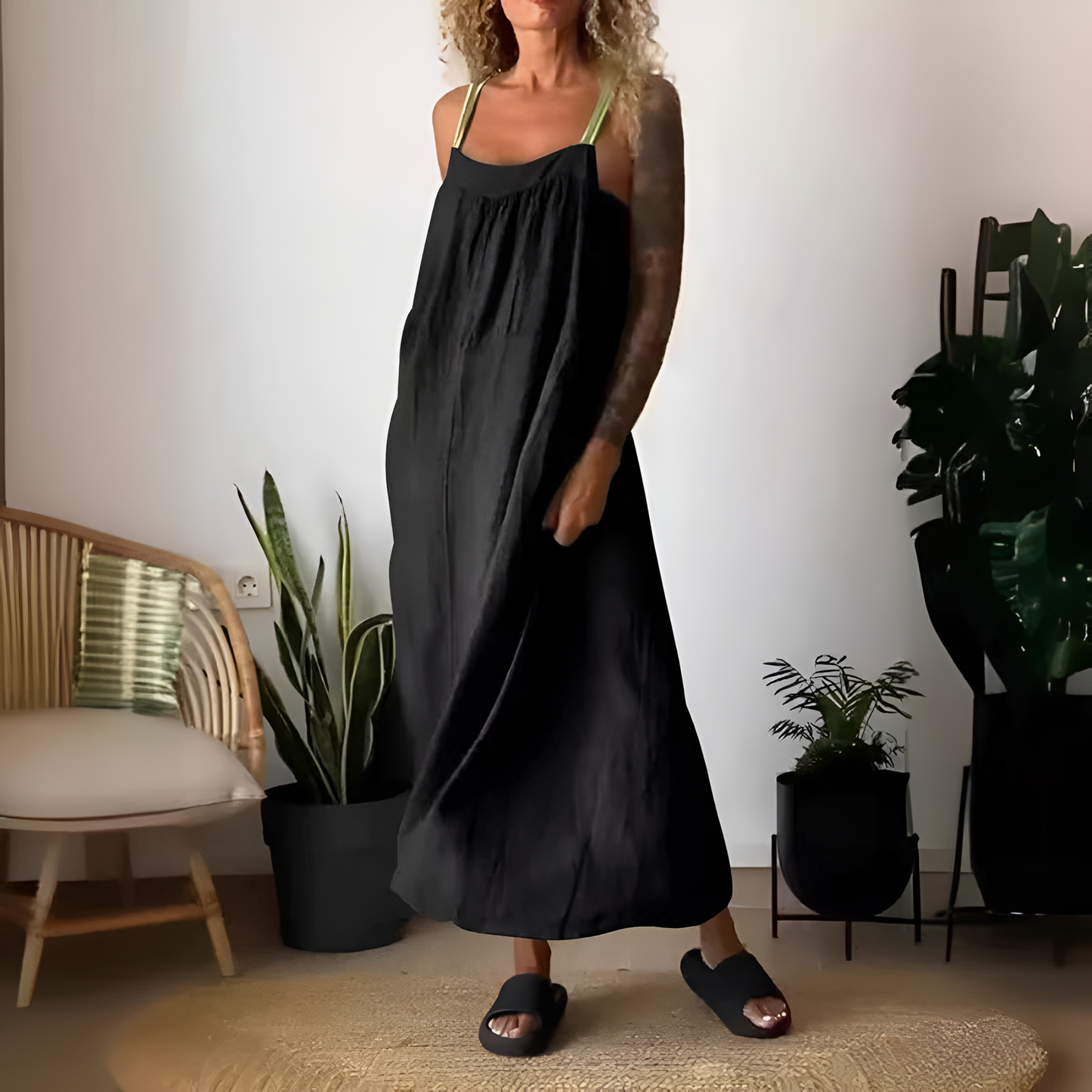 Ginette - Robe d'été confortable Noir