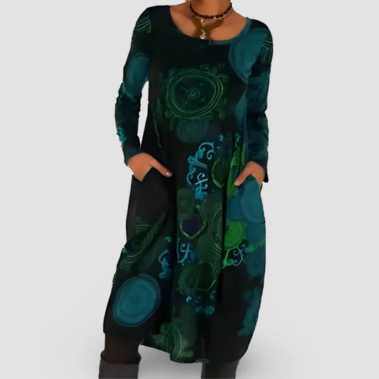 Giuseppina - Robe d'hiver à l'élégance bohème Bleu