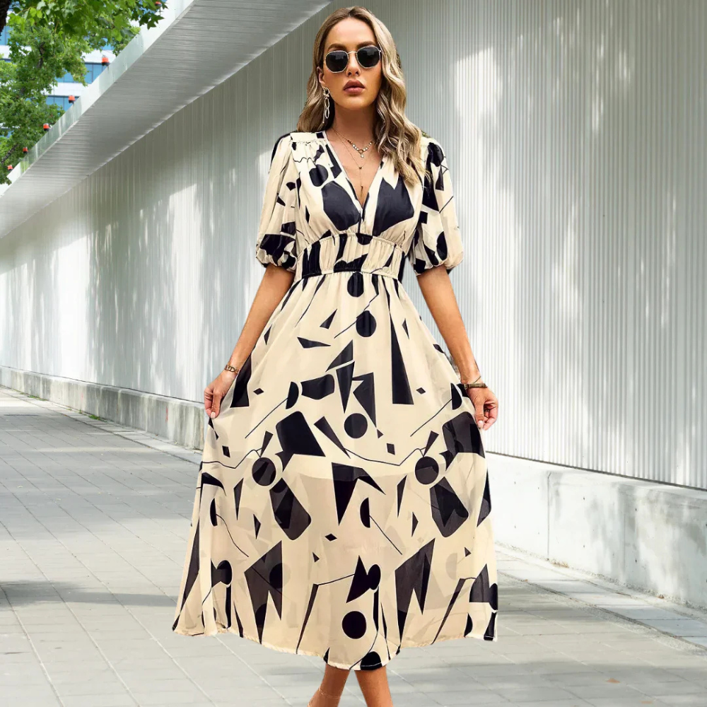 Gwenoline - Robe d'été aérienne avec imprimés floraux pour les jours chauds Marron
