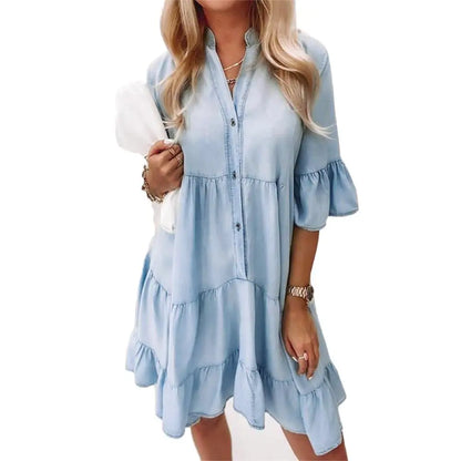 Hélène - Robe en jean pour femme Bleu clair 2