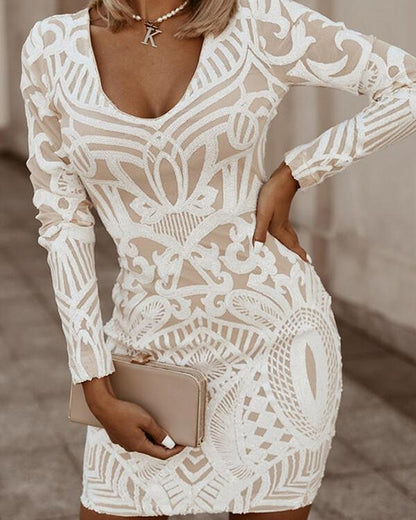 Hélia - Robe femme manches longues Blanc