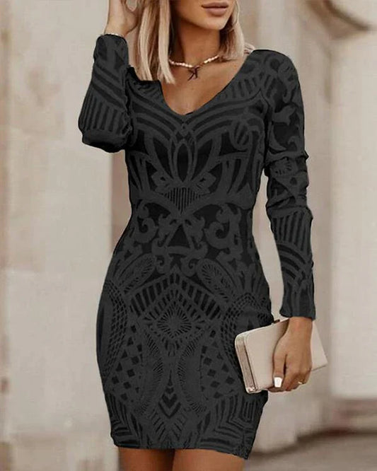 Hélia - Robe femme manches longues Noir