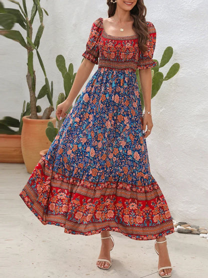 Héloïse - Robe soleil femme fleurie Bleu 2