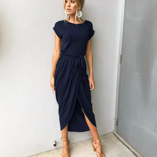 Héva - Robe midi fendue pour femme Bleu foncé