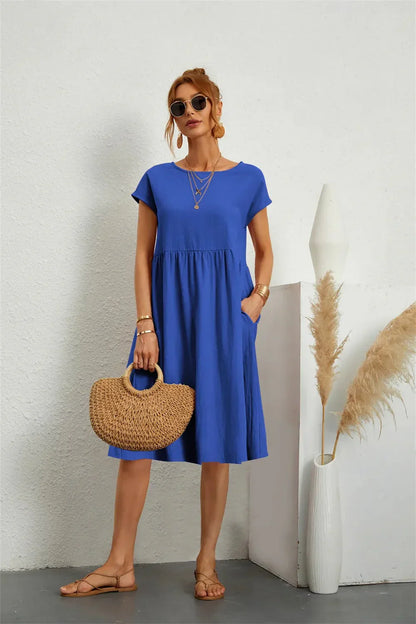 Hajarah - Robe d'été pour femme Bleu