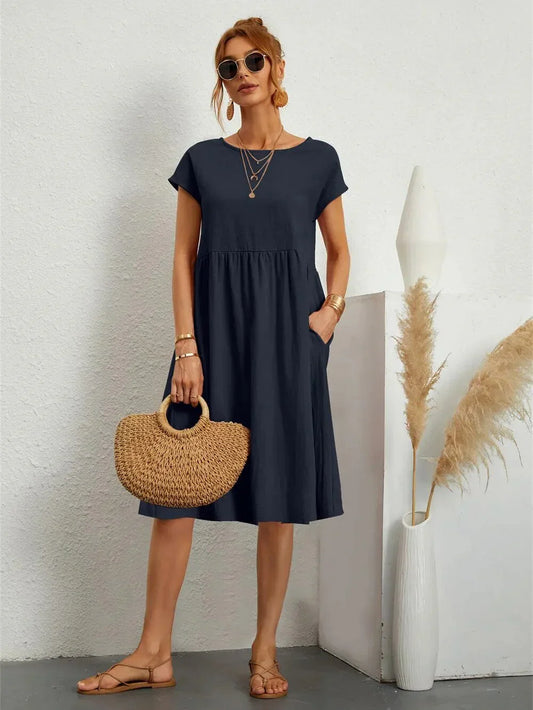 Hajarah - Robe d'été pour femme Bleu foncé