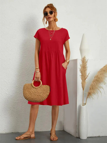 Hajarah - Robe d'été pour femme Rouge