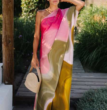 Hannelore - Robe femme séduisante avec col incliné Multicolore