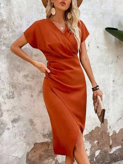 Henriette - Robe midi femme col V L'Orange 4
