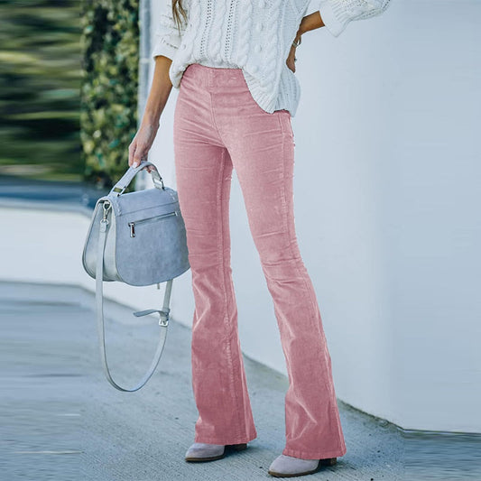 Hermine – Pantalon Long Femme en Velours Côtelé Extensible 1