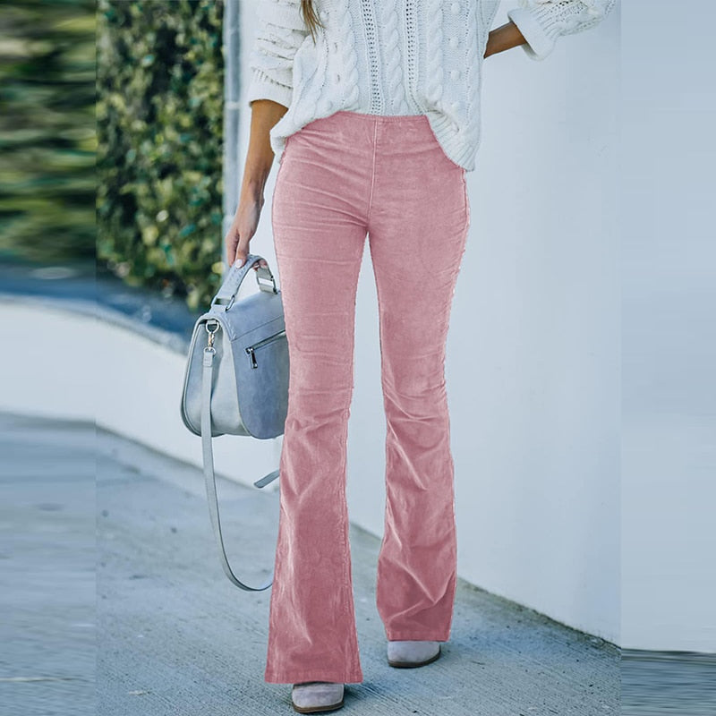 Hermine – Pantalon Long Femme en Velours Côtelé Extensible 10