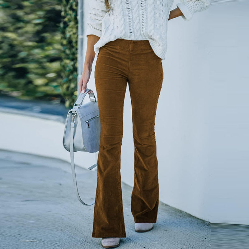 Hermine – Pantalon Long Femme en Velours Côtelé Extensible 7