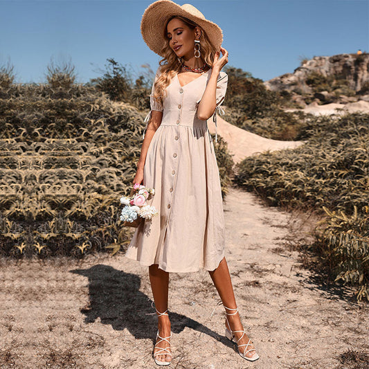 Hildegarde - Robe midi décontractée Beige