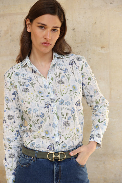 Honorine – Chemisier Canelle Lin Coton Liberty Motif Herbier 4