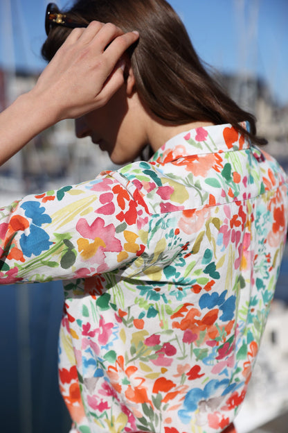 Hortense – Chemisier Canelle Lin Coton Motif Fleurs d'Été 3