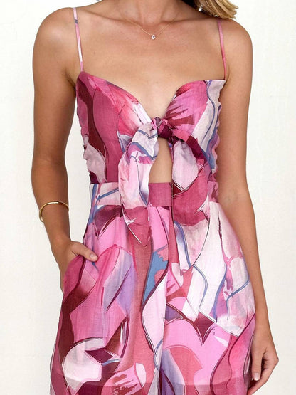 Hortense – Combinaison Fleurie Femme Noeud Papillon Décontractée 11