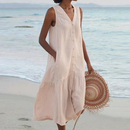 Ilyana - Robe d'été confortable pour femme Beige